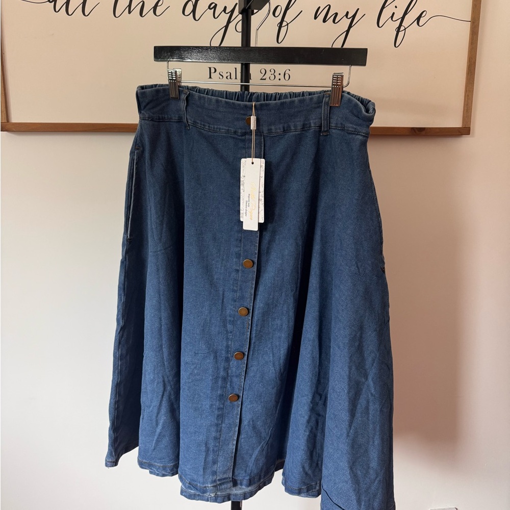NWT Denim Blue Button-Down Skirt - Picture 5 of 8